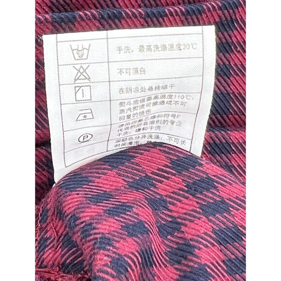 HOUNDSTOOTH MINI DRESS in Navy Burgundy Pleated Drop Waist (Womens: 6-8) - Picture 16 of 16